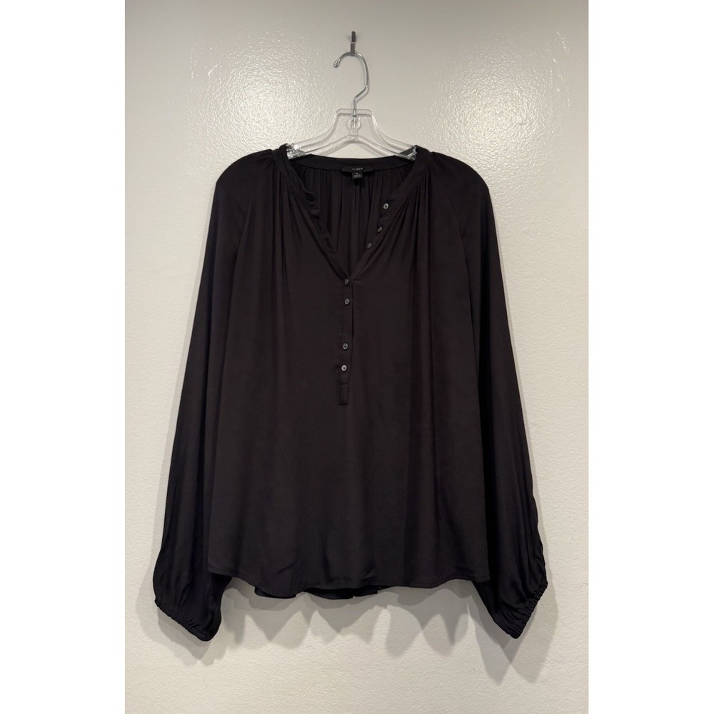 J Crew Long Sleeve Drapey Popover Blouse Top Size Medium Classic Style# AH108
